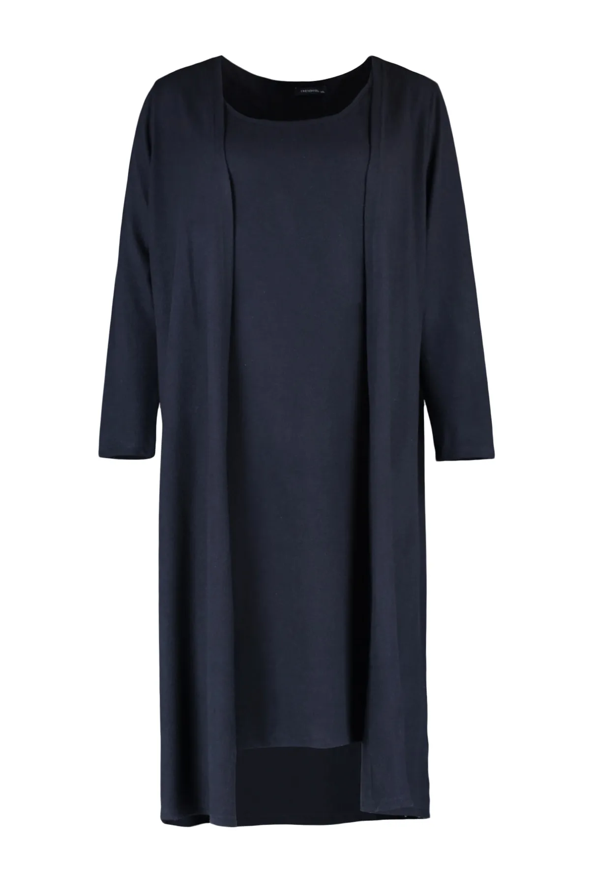 Trendyol Curve  Schwarzes, weiches Strickjacke-Kleid-Strick-2-teiliges Set TBBAW23AH00004