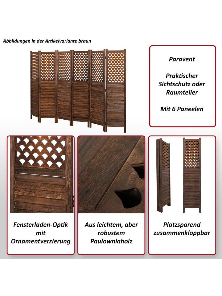 MCW Paravent A84 mit Ornamente, Braun günstig kaufen onesize