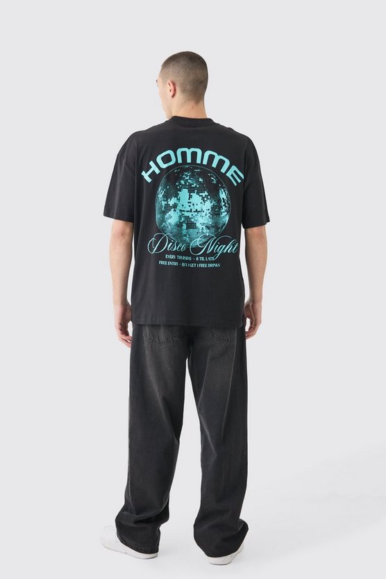 Oversize T-Shirt mit Homme Disco Print