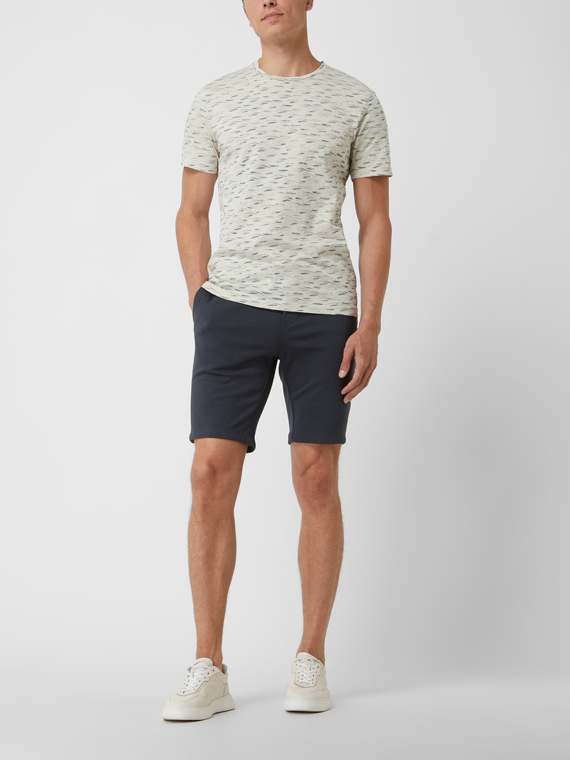 Shorts aus Piqué in marineblau