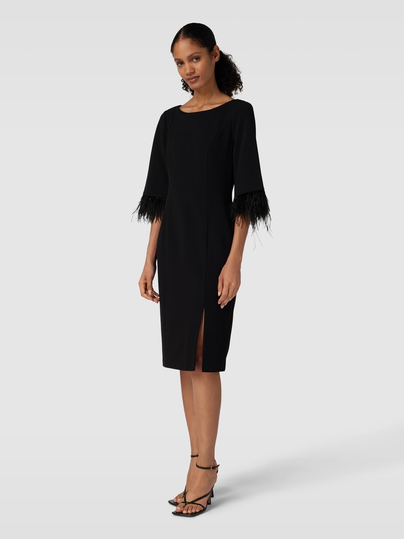 Cocktailkleid mit Federn in schwarz