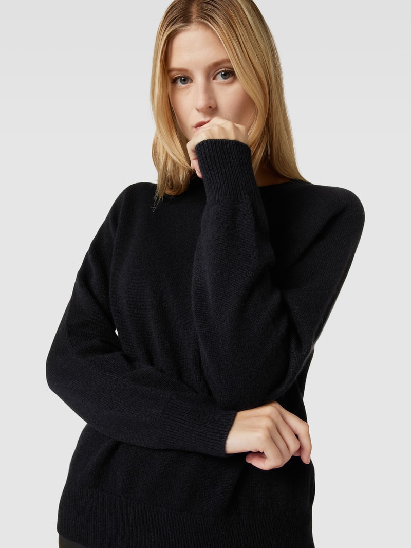 Strickpullover aus Kaschmir mit Rundhalsausschnitt in schwarz