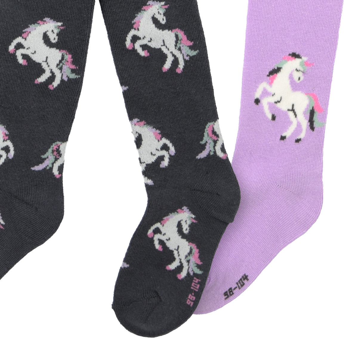 2 Mädchen Strumpfhosen mit Einhorn-Motiven