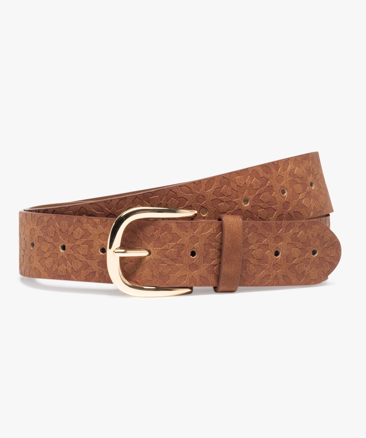 Ceinture à motifs en relief look bohème femme cognac | GEMO
