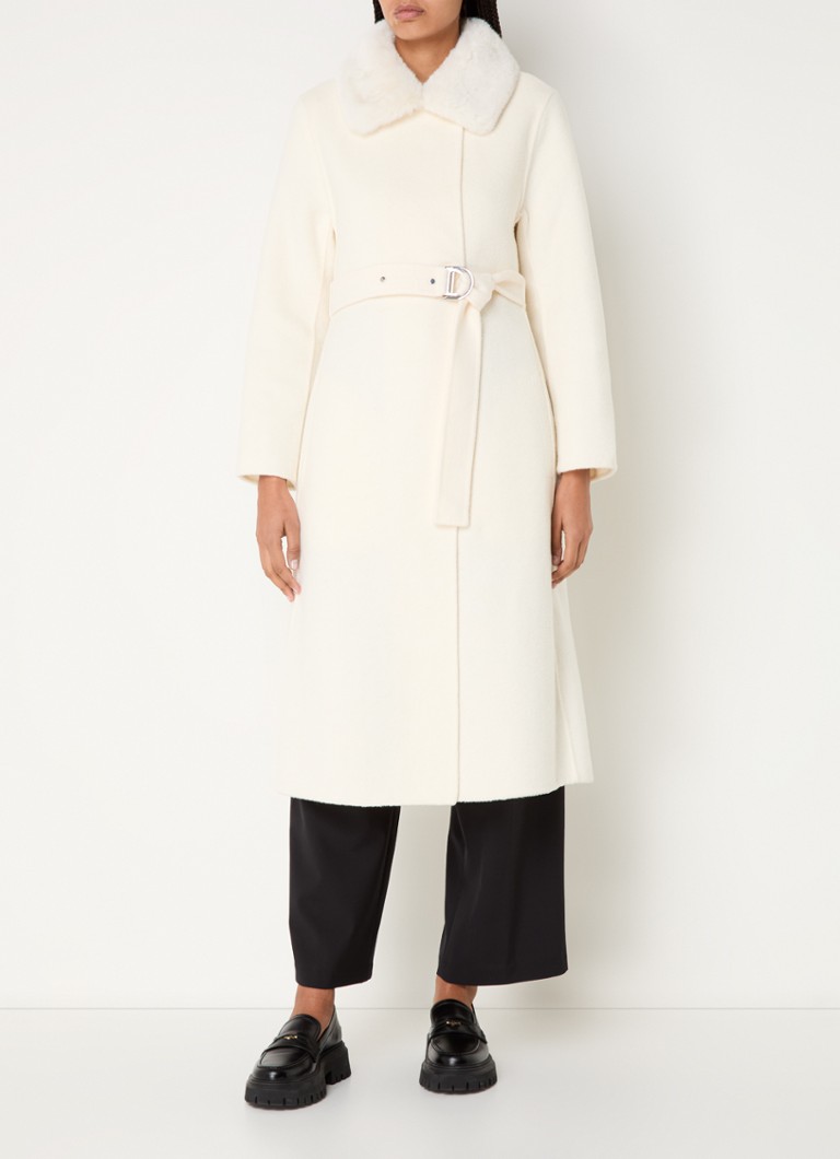 Maje coat in wool blend with belt
