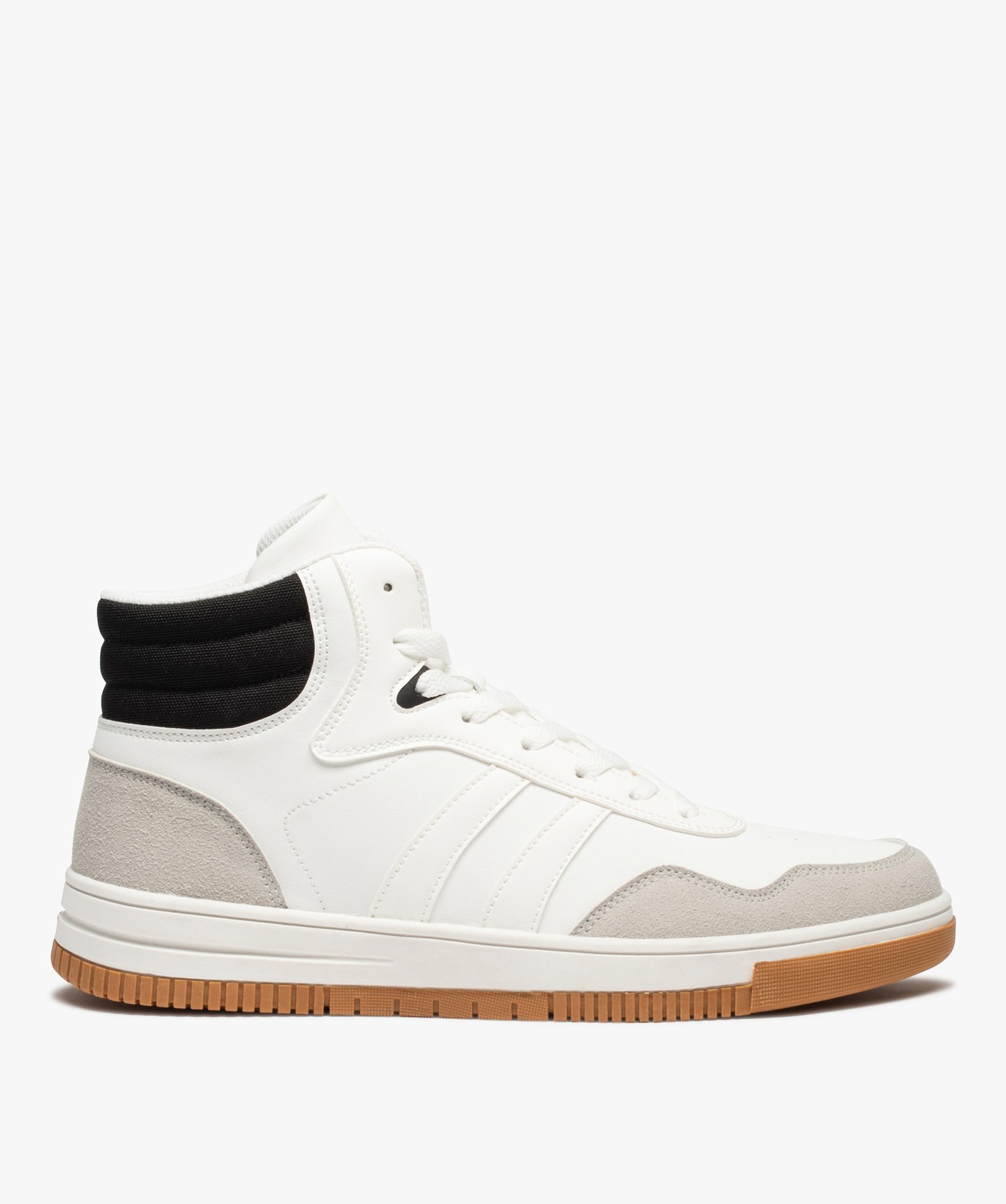 Baskets homme semi-montantes à lacets style rétro blanc | GEMO