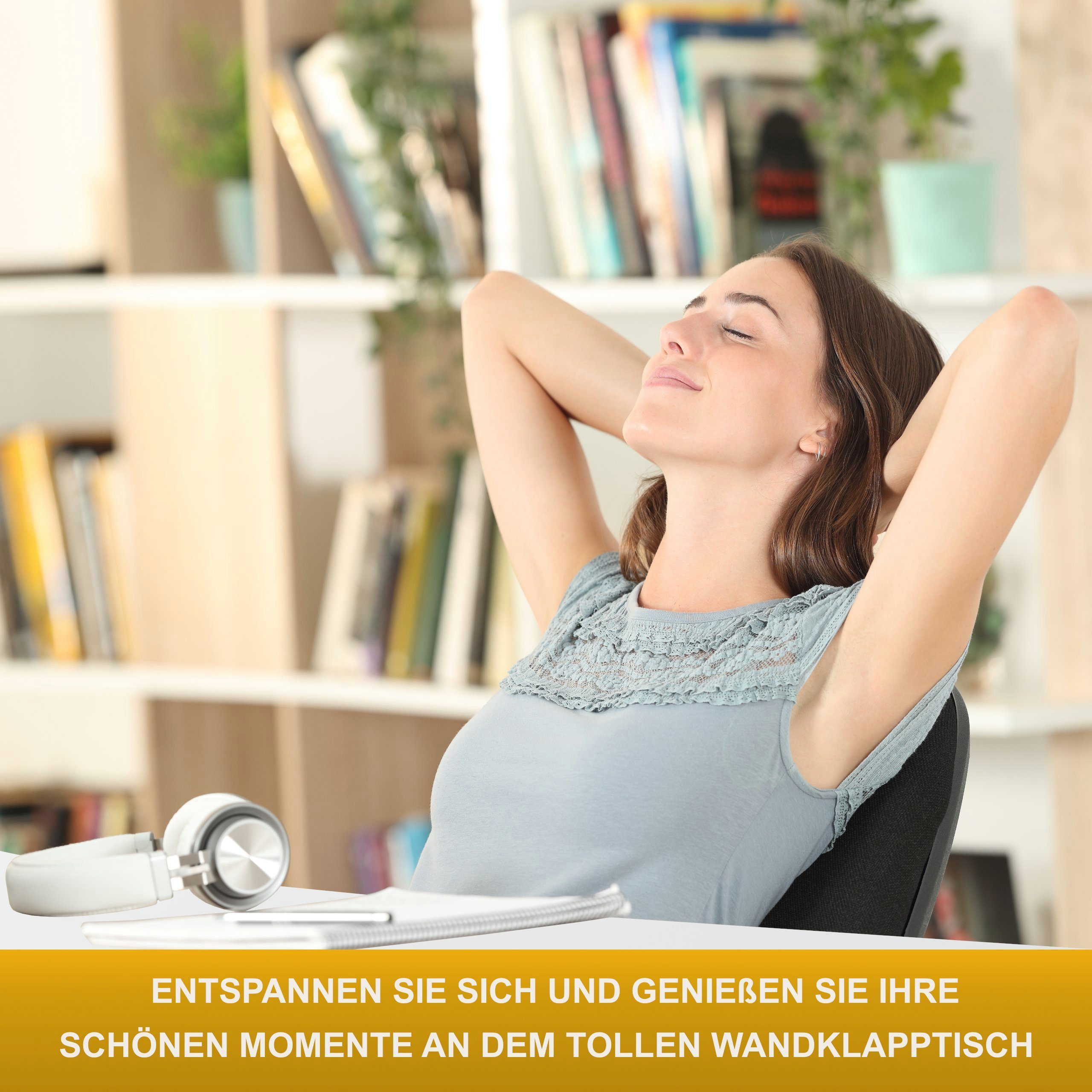 KDR Produktgestaltung Klapptisch 80x50 Wandklapptisch Esstisch Küchentisch Schreibtisch Wand Tisch, Weiß