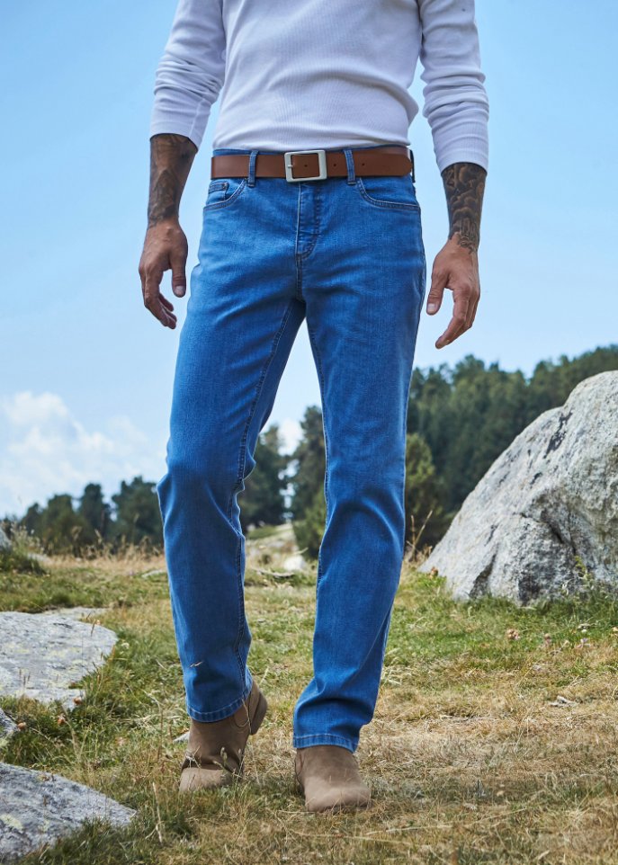 Regular Fit Stretch-Jeans, Straight mit recyceltem Polyester (2er Pack)