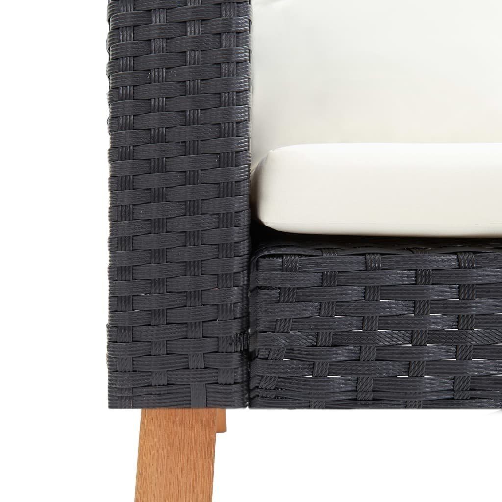 vidaXL Gartenlounge-Set 2-tlg. Garten-Lounge-Set mit Kissen Poly Rattan Schwarz, (1-tlg)