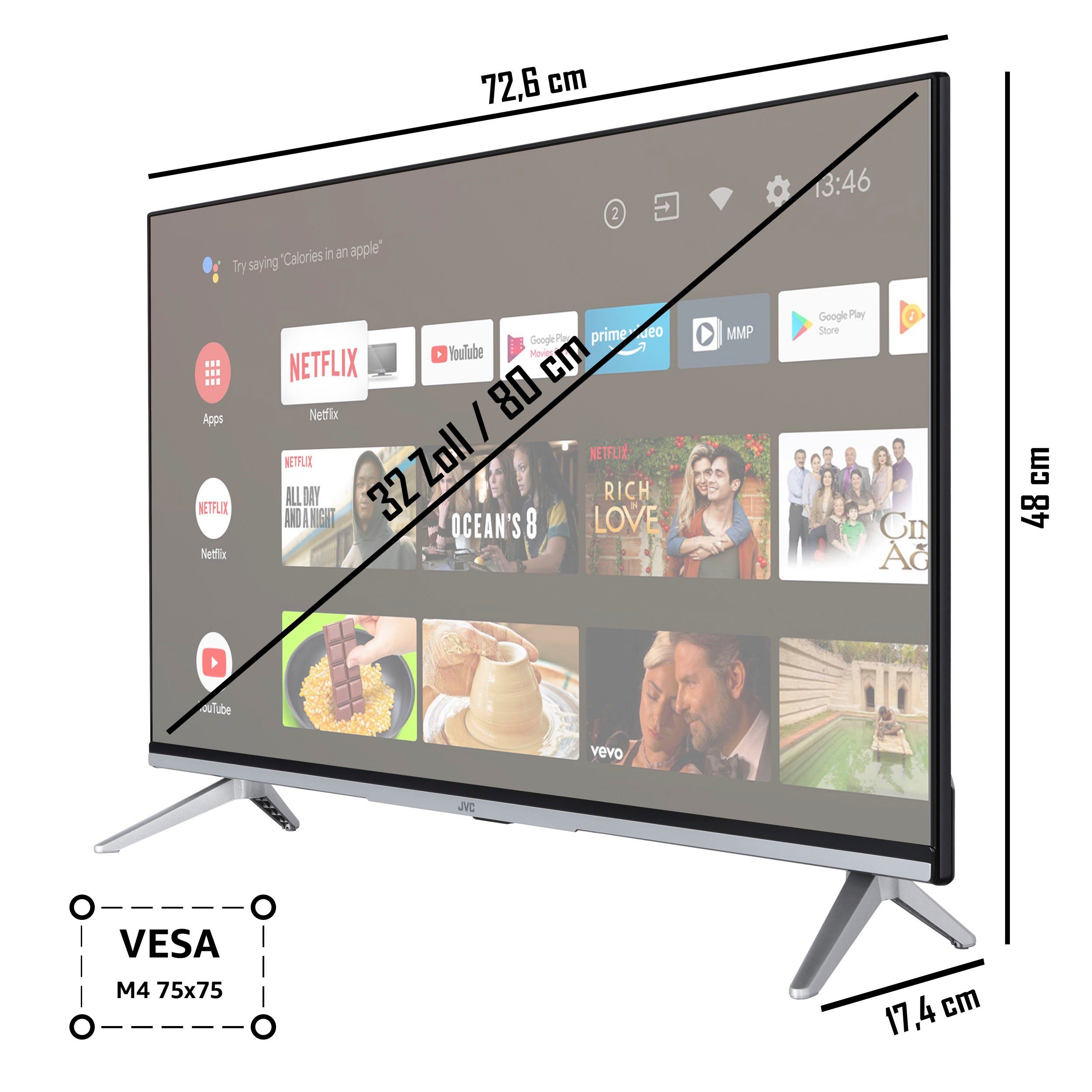 JVC LT-32VAF5355 LED-Fernseher (80 cm/32 Zoll, Full HD, Android TV, Smart-TV)