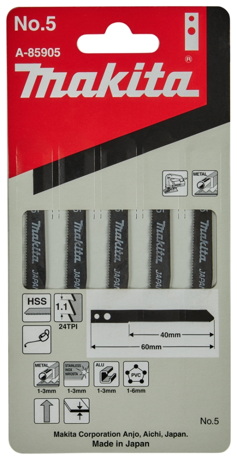 Accessori Makita A-85905 Lama per seghetto alternativo n. 5, 5 pezzi