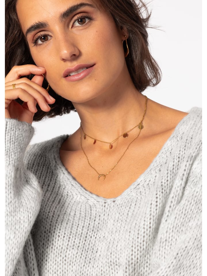 SASSYCLASSY Pullover mit V-Ausschnitt in Grau günstig kaufen