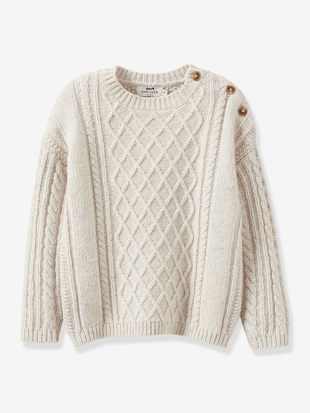 Cyrillus Mädchen Strickpullover CYRILLUS, RWS-Wolle - wollweiß