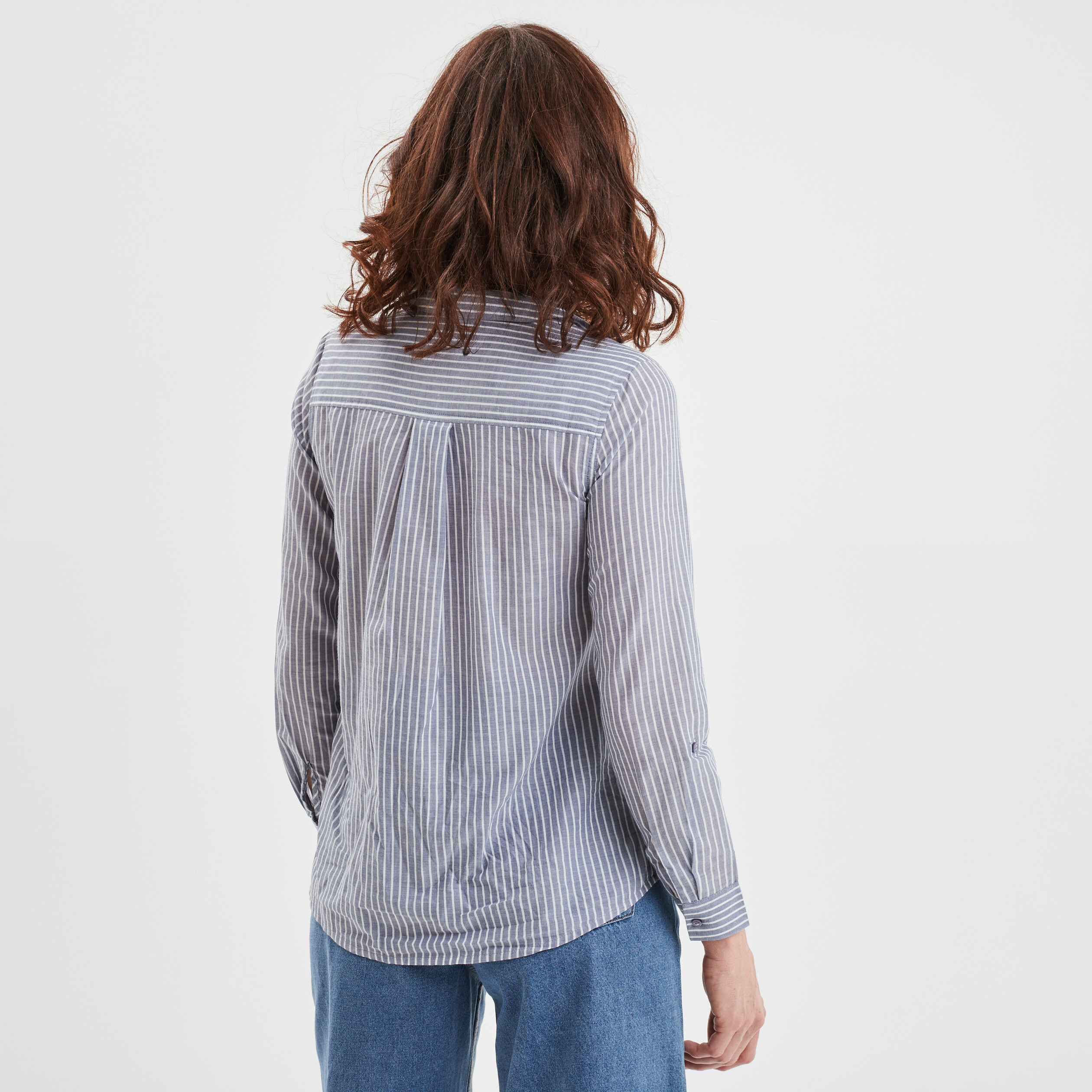 Chemise manches retroussables bleu femme | La Halle