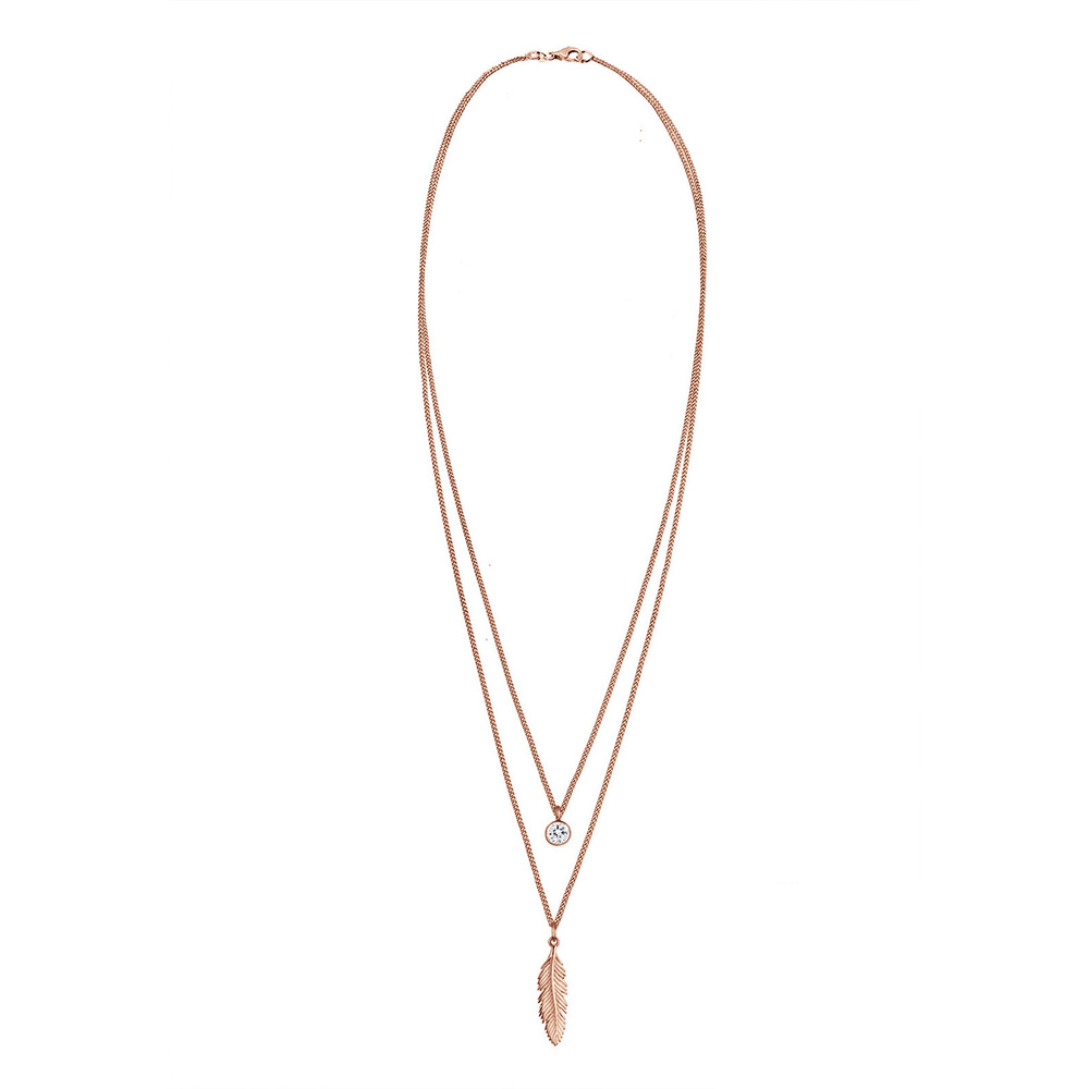 Elli Elli Collier Femmes Plume Boho avec Cristal en Argent Sterling 925 collier