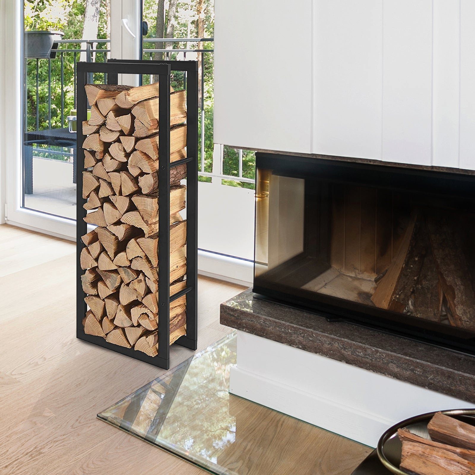 Karat Kaminholzregal Erhältlich in 3 Größen, Holzregal, Holzvorrat, BxTxH:40x25x150 cm, Für den Innen- und Außenbereich geeignet