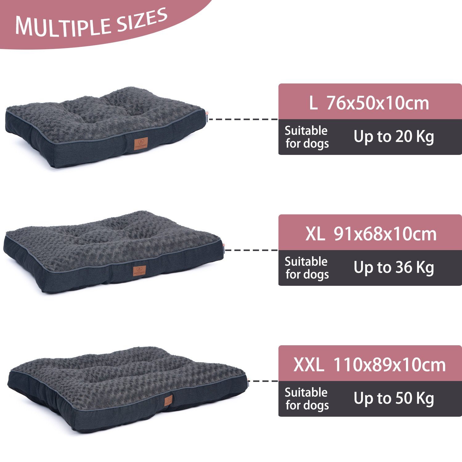 Warenhammer Tierbett Premium Hundebett, Hundesofa, Hundekissen, Flauschiger Plüsch, Flauschiger Plüsch, verschiedene Größen, Anti Rutschboden, Extra Halteschlaufe