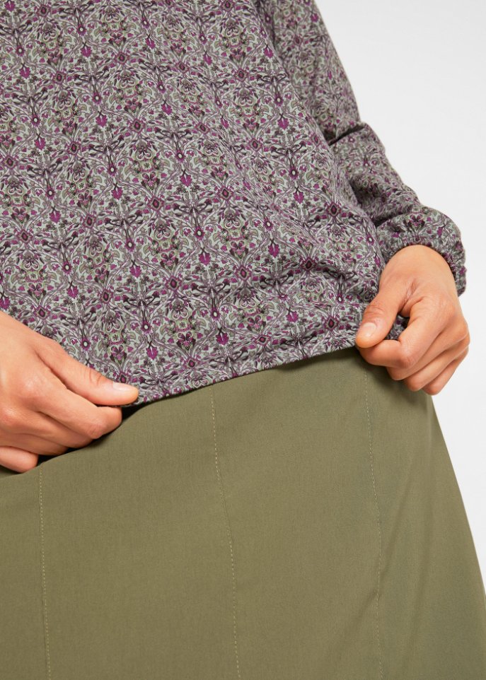 Bedrucktes Langarmshirt mit Henley-Kragen