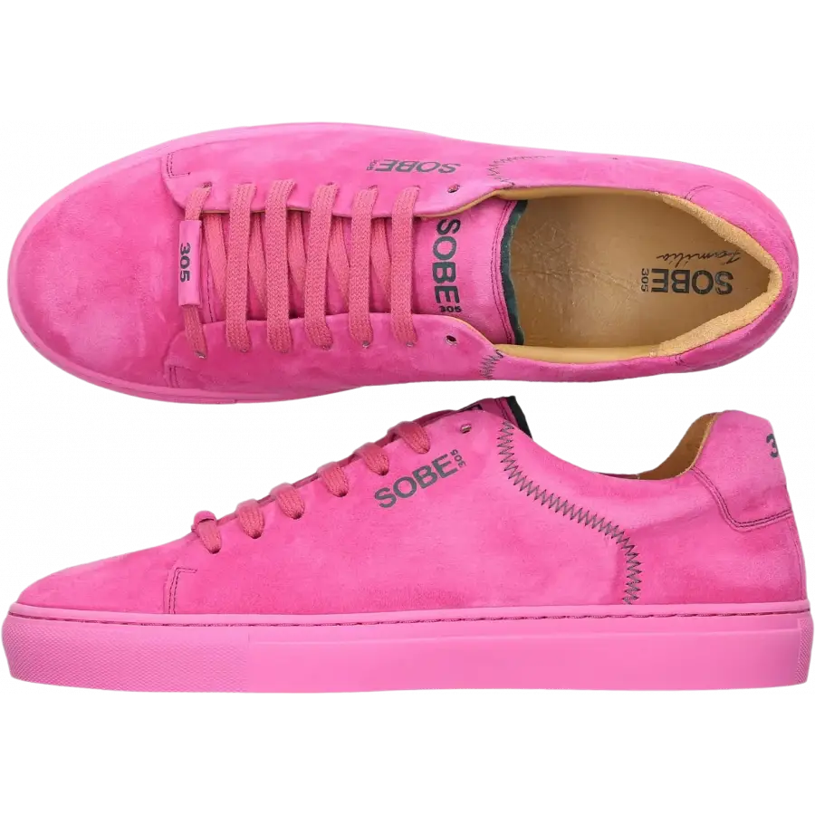 305 SOBE - Sneaker low + Snapback Cap 305 SOBE FAMILIA Veloursleder - pink
