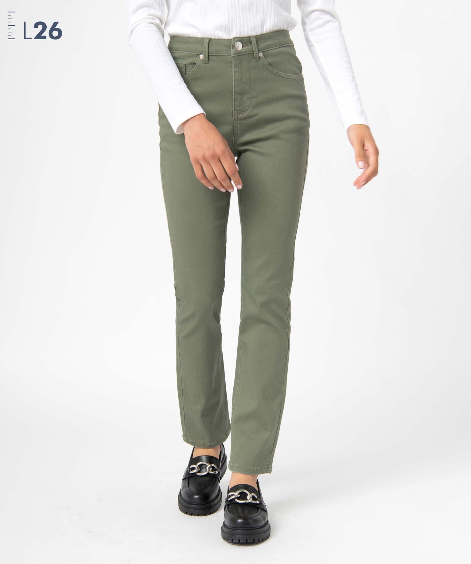 Pantalon femme coupe Regular - Longueur L26 kaki | GEMO