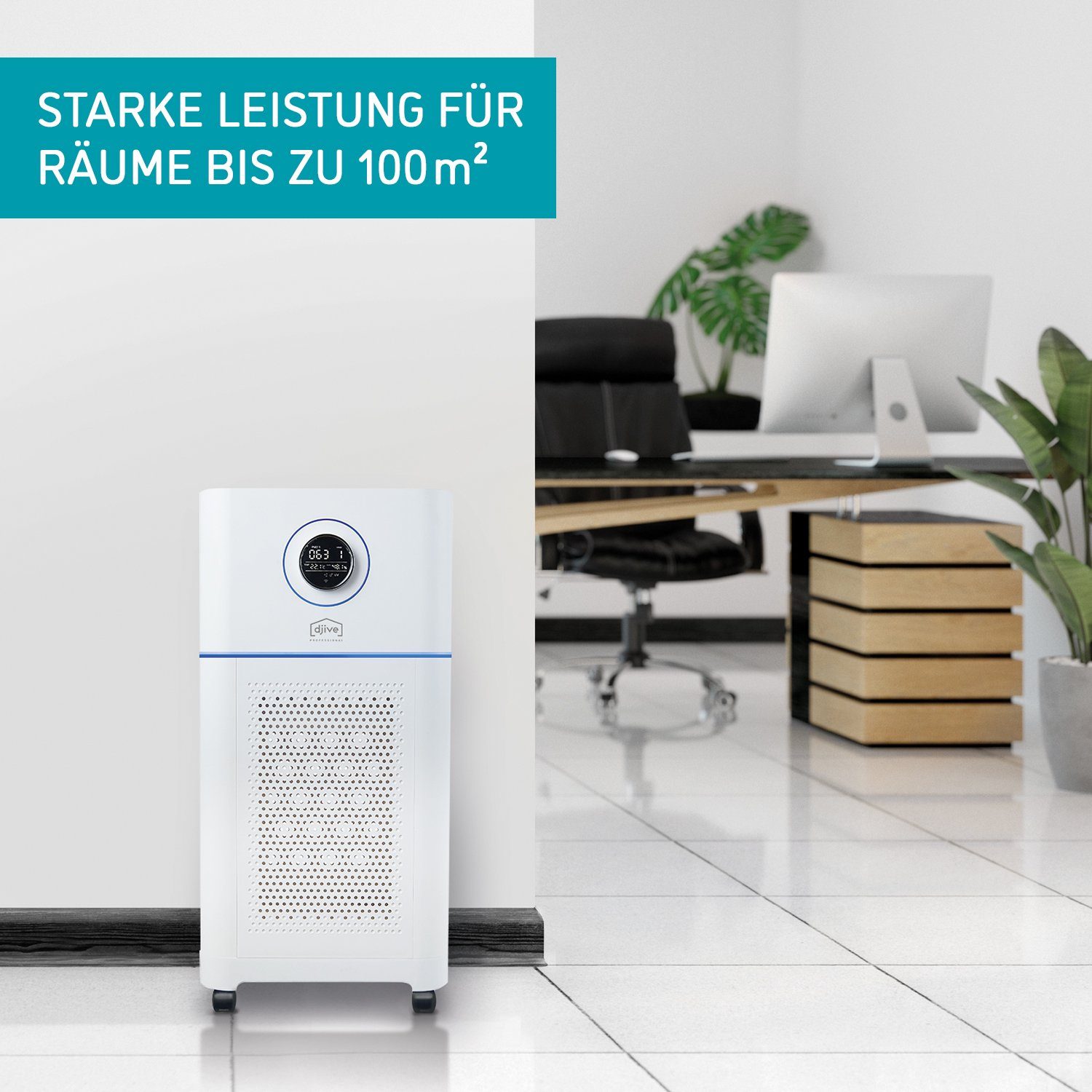 djive Luftreiniger PURE 800, für 100 m² Räume, Luftbefeuchtung, HEPA 14 & Aktivkohle, für Allergiker & Pollen, leise