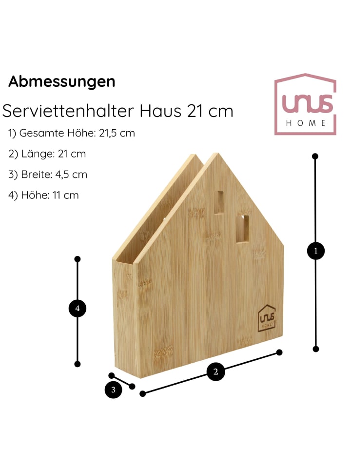 UNUS Serviettenhalter Haus Bambus in Natur günstig kaufen