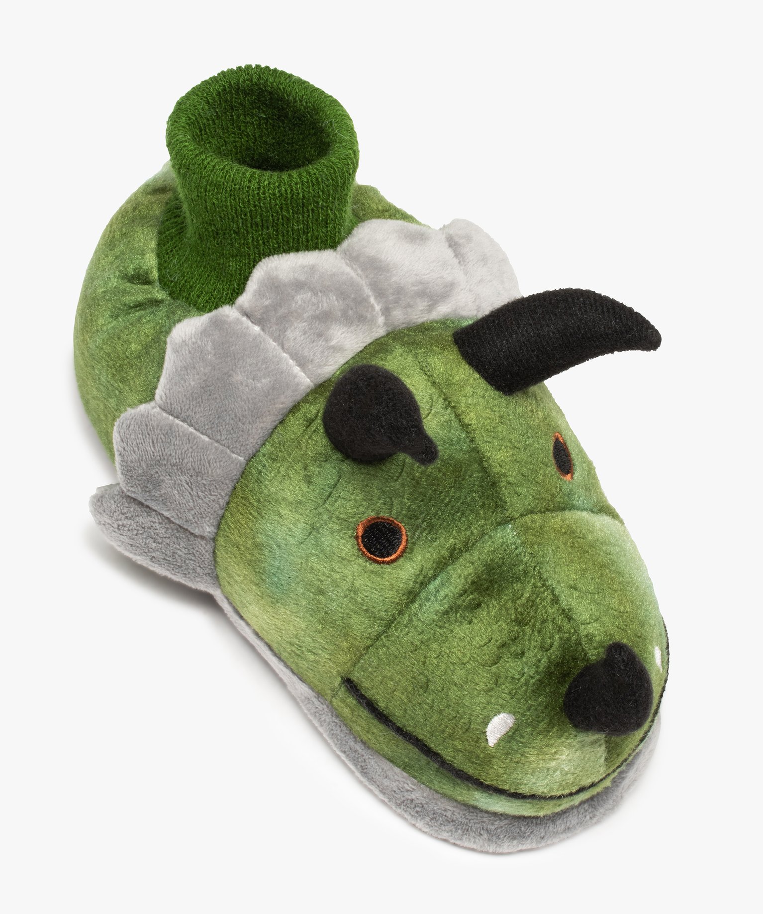 Chaussons Garçon en volume dinosaure tricératops vert | GEMO