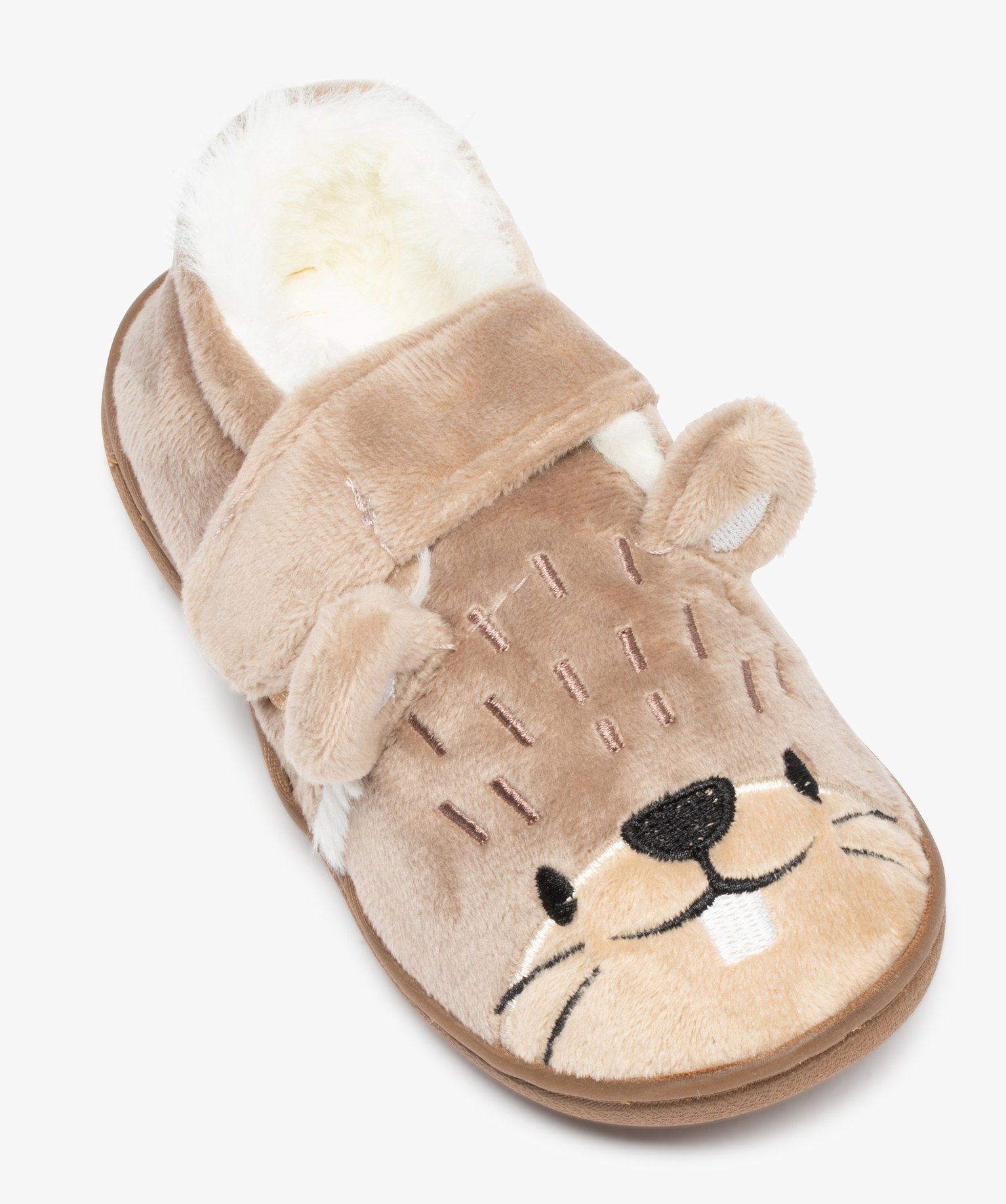 Chaussons Garçon en forme de castor fermeture scratch gris | GEMO