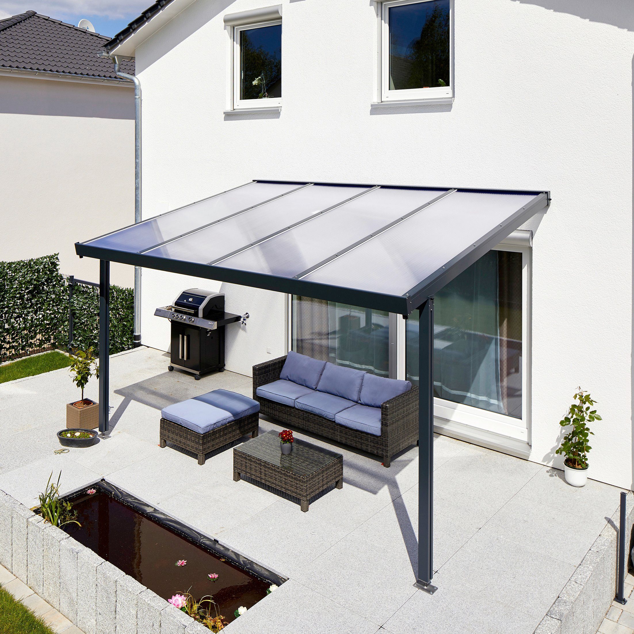 GUTTA Terrassendach Premium, BxT: 410,2x306 cm, Bedachung Doppelstegplatten, BxT: 410x306 cm, Dach Polycarbonat klar