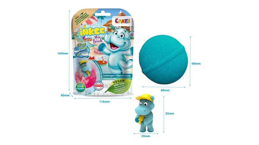 CRAZE - INKEE Badekugeln Fun Beach mit Wassermelonen-Duft Geschenkpackung 100 g