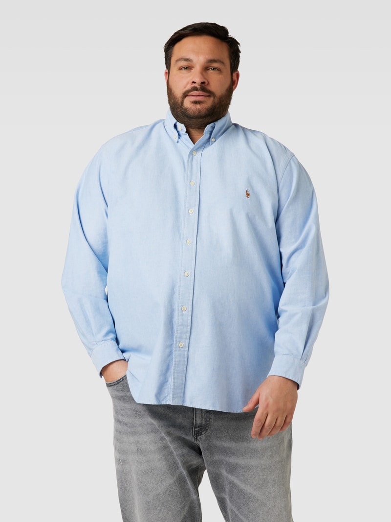 PLUS SIZE Freizeithemd mit Motiv-Stitching in hellblau