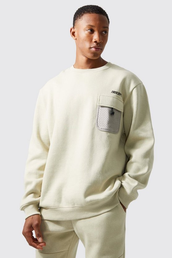Active Oversize Mesh-Sweatshirt mit Tasche