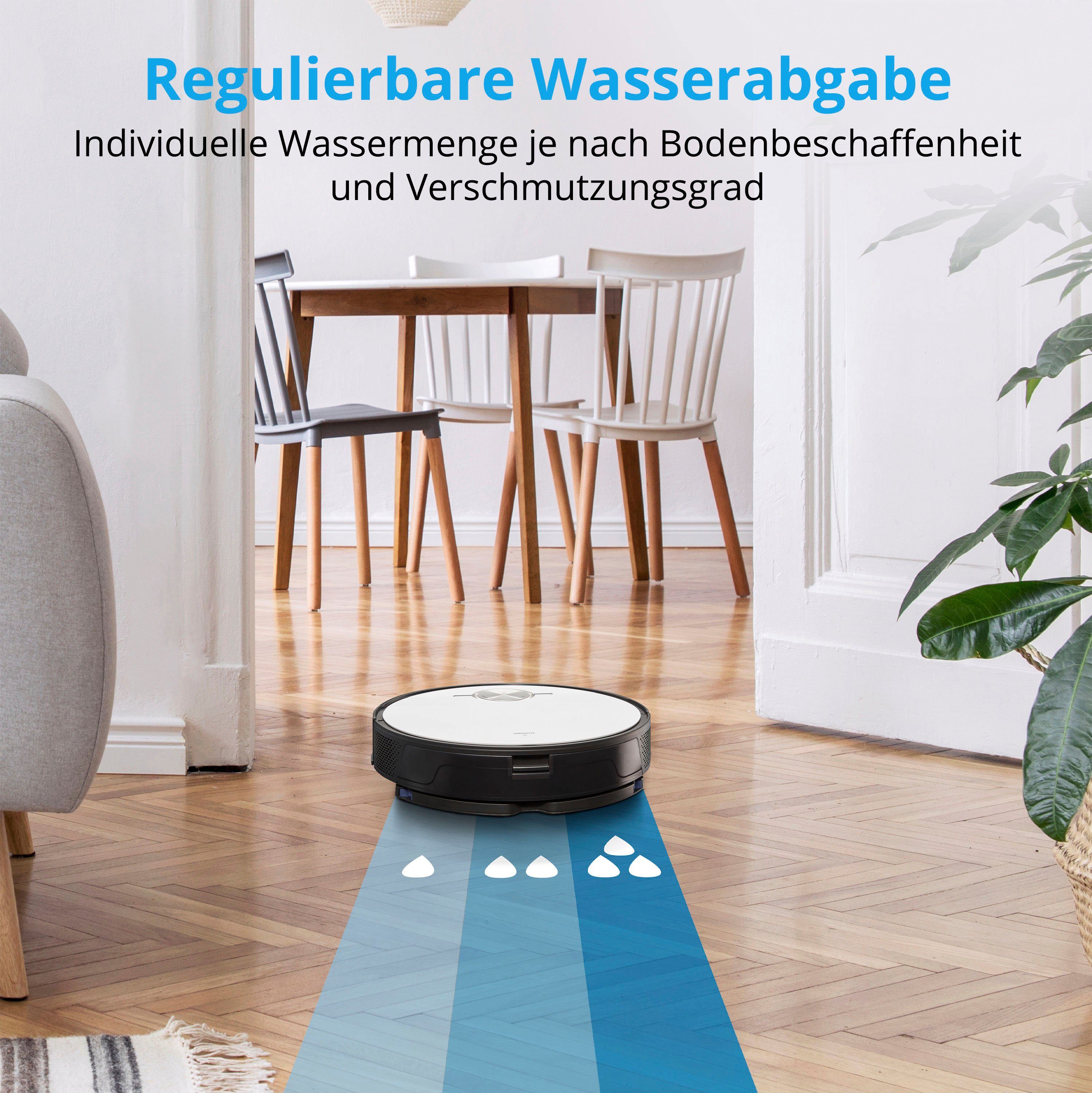 Medion® Saugroboter X50 SW (MD20004), mit Absaugstation, starke 8.000 Pa Saugkraft, No Go & Go Bereiche