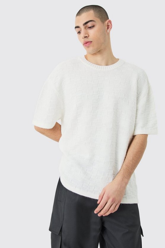 Strukturiertes Oversize T-Shirt in Weiß