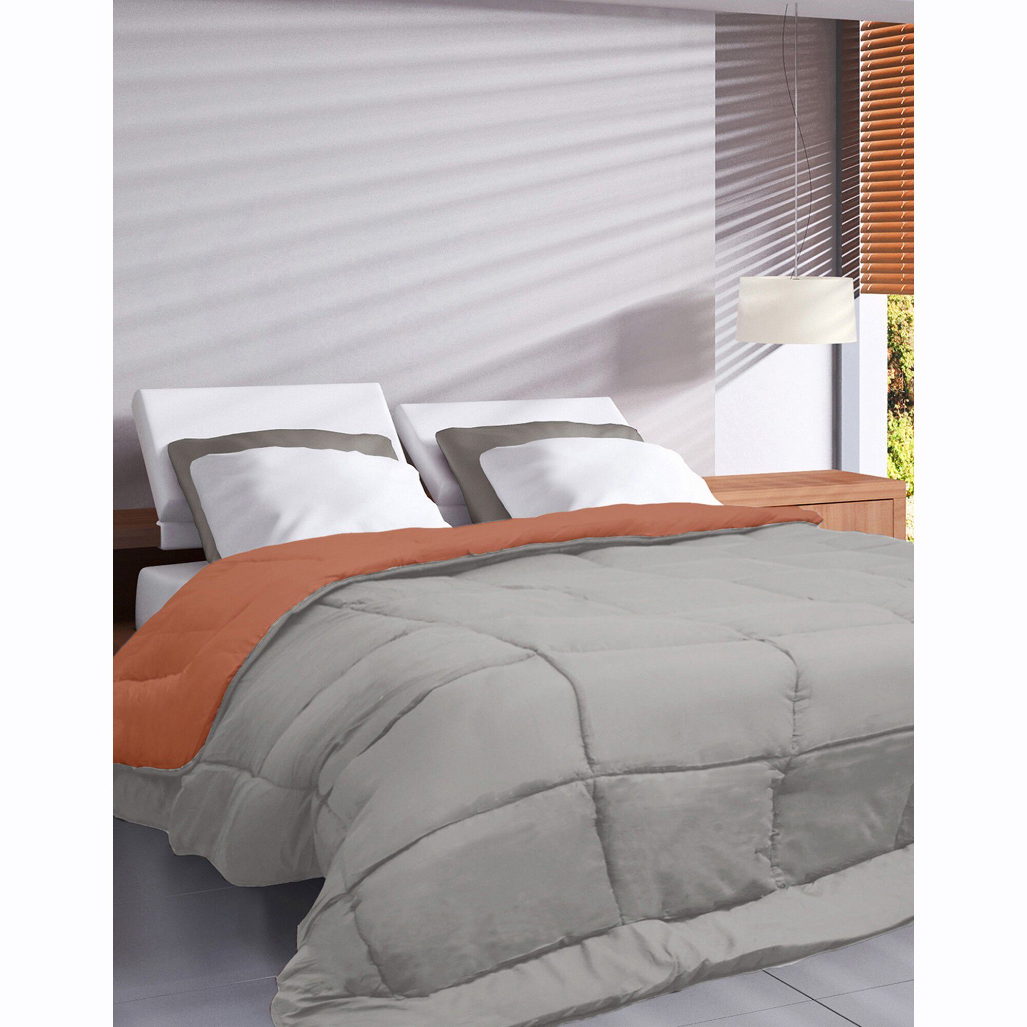 Couette unie douceur microfibre réversible 400g/m²