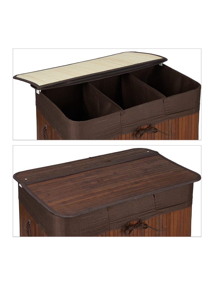 relaxdays Wäschekorb in Braun - (B)62,5 x (H)62 x (T)42,5 cm günstig kaufen onesize