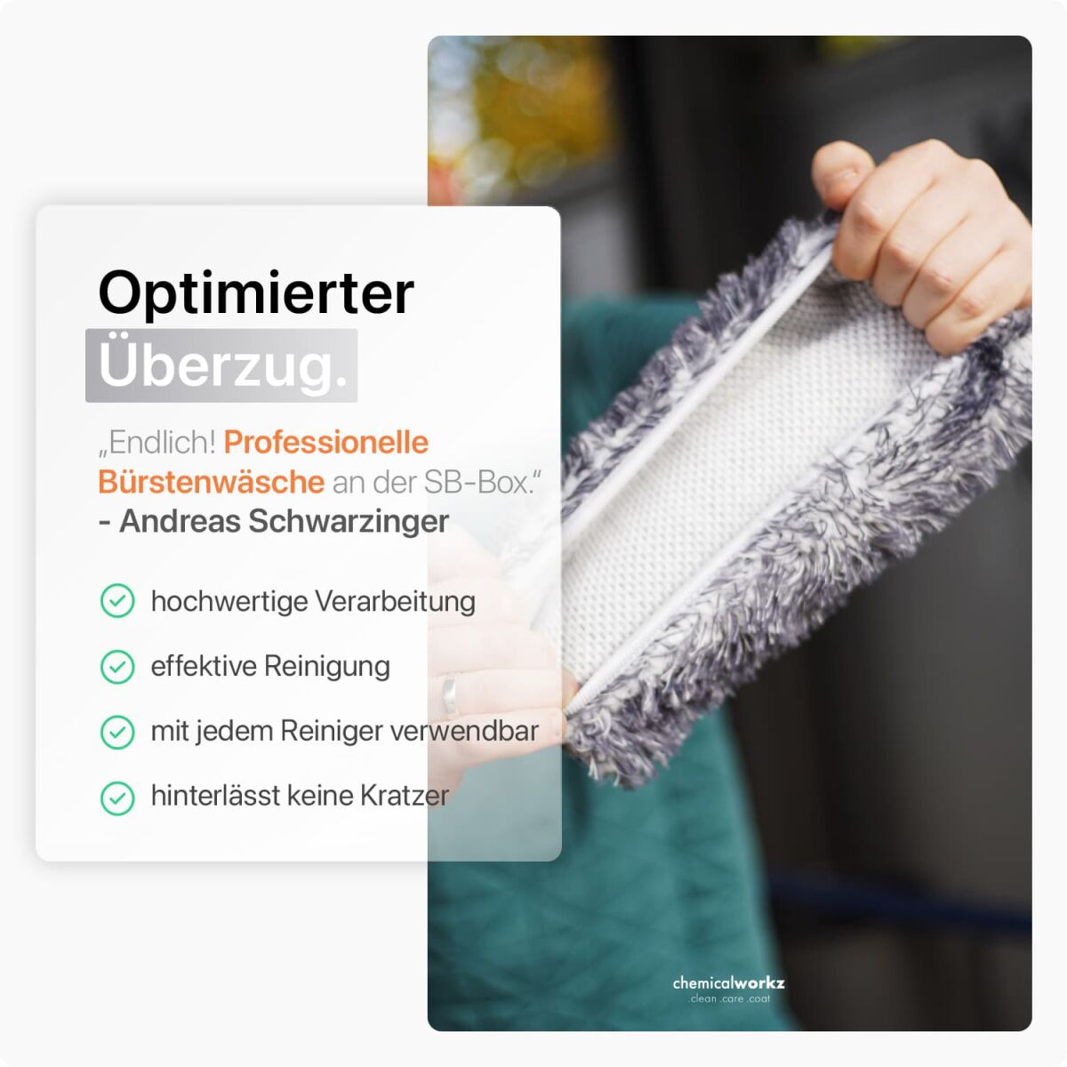 chemicalworkz Wash Brush Cover V2 1400GSM Grau 17×25cm