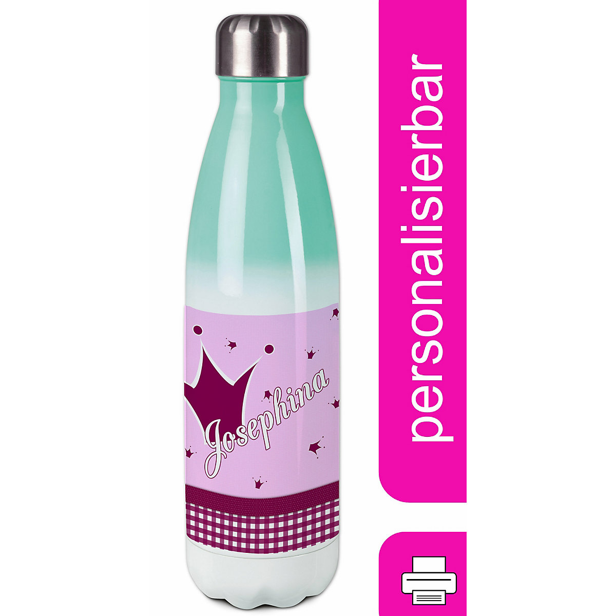 Edelstahl Kinder Thermoflasche / Trinkflasche bunt Krone Farbe brombeere Spülmaschinenfest, Auslaufsicher, Bruchfest, Doppelwandig, Für Heißgetränke geeignet, Mit Deckel, Isoliert