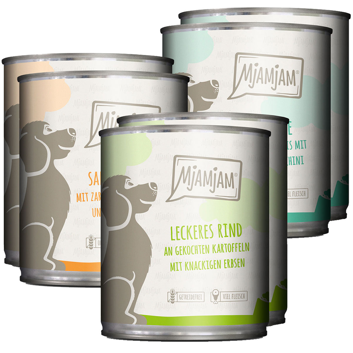 MjAMjAM Mixpaket I Huhn&Ente, Rind, Pute 6x800g bei ZooRoyal