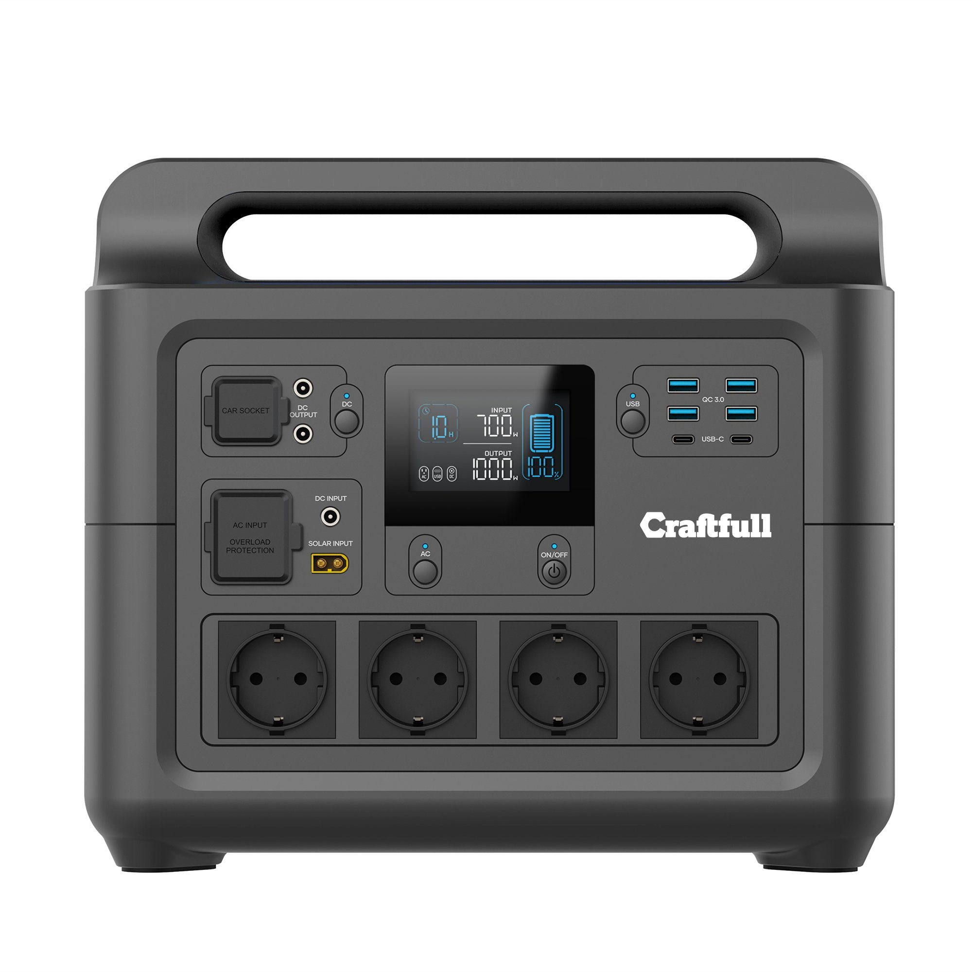 Craftfull Powerstation Stromgenerator Fast Charge PS1800 3 J. Garantie Powerstation Stromerzeuger Powerbank inkl. intelligentes Batteriemanagementsystem - Schnelllade-Powerstation 58000 mAh (230 V, 1 St), Tragbarer Akku - mobile Stromversorgung - Not