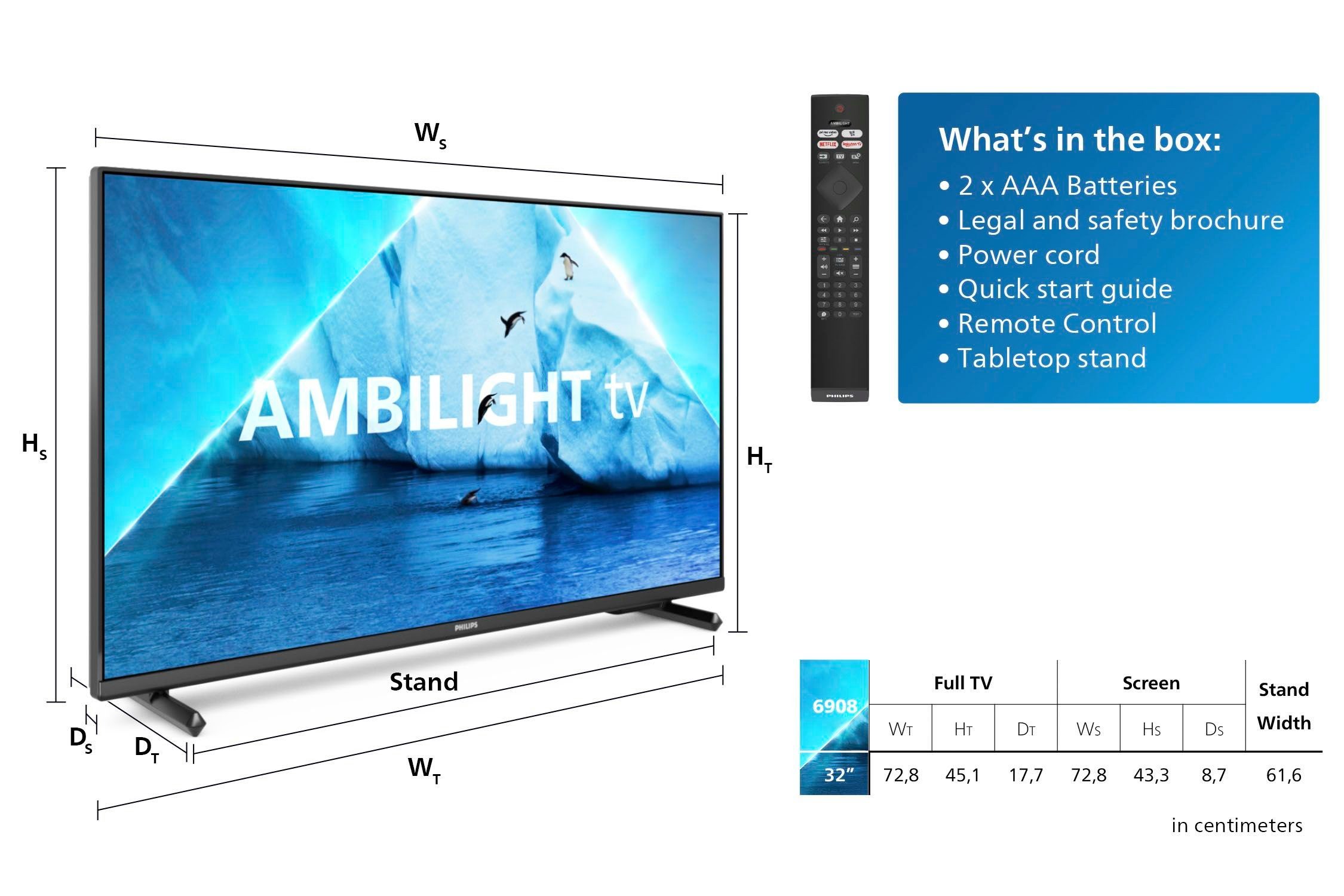 Philips 32PFS6908/12 LED-Fernseher (80 cm/32 Zoll, Full HD, Smart-TV)