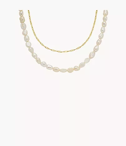 Fossil Kette Heritage Pearl D-Link doppelt Süßwasserperlen weiß
