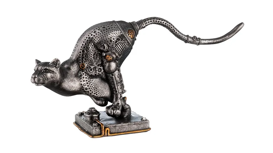 Casablanca Steampunk Poly Skulptur Gepard H=17cm silberfarben
