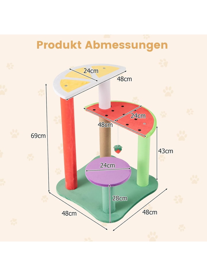 COSTWAY Kratzbaum Klein mit Obstmotiven in Bunt günstig kaufen onesize