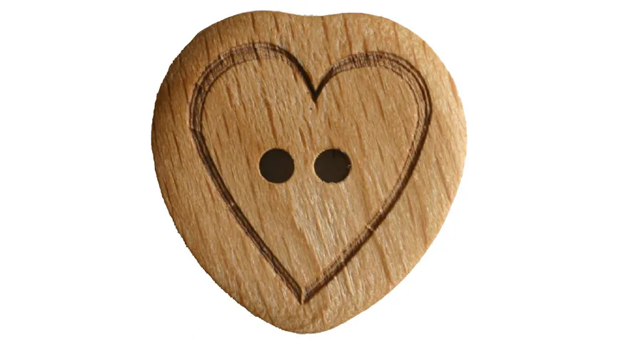 Dill 2-loch-Holzknopf mit Herzmotiv Ø 20mm 2er Pack natur