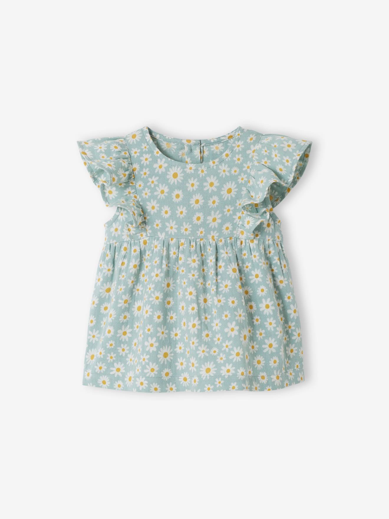 Blouse avec volants bébé rose clair imprimé