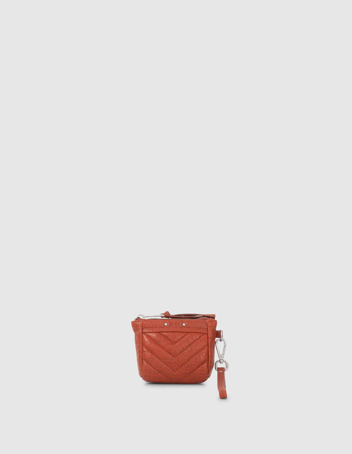 Mini trousse 1440 Toy orange cuir embossé croco Femme