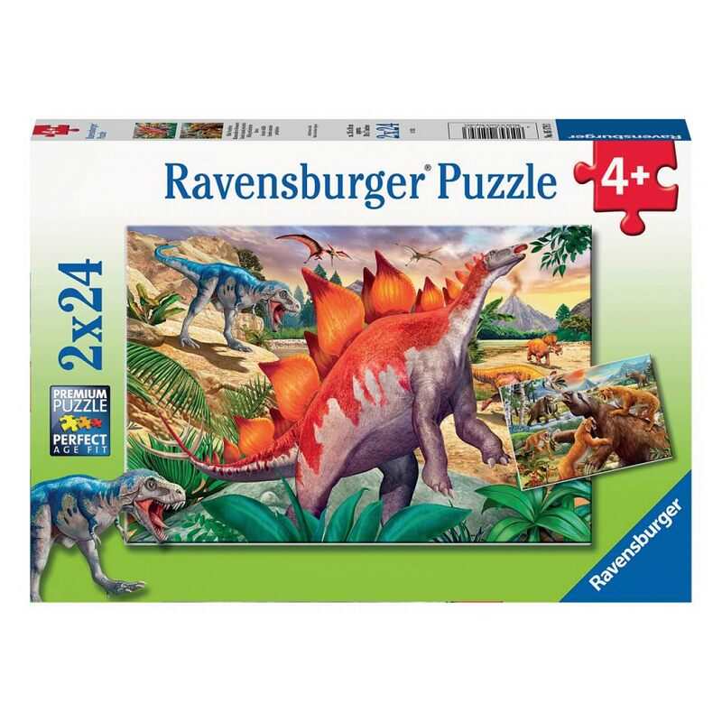 Puzzle mammouths et dinosaures 2x 24 pièces