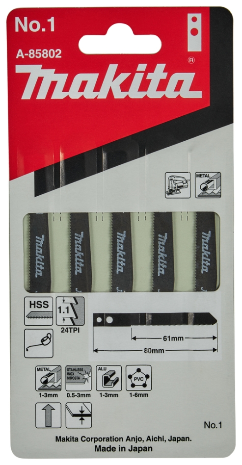 Makita Zubehör A-85802 Stichsägeblatt Nr. 1, 5 Stück