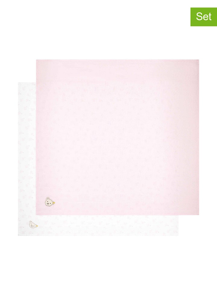 Steiff 2er-Set: Spucktücher in Weiß/ Rosa günstig kaufen onesize